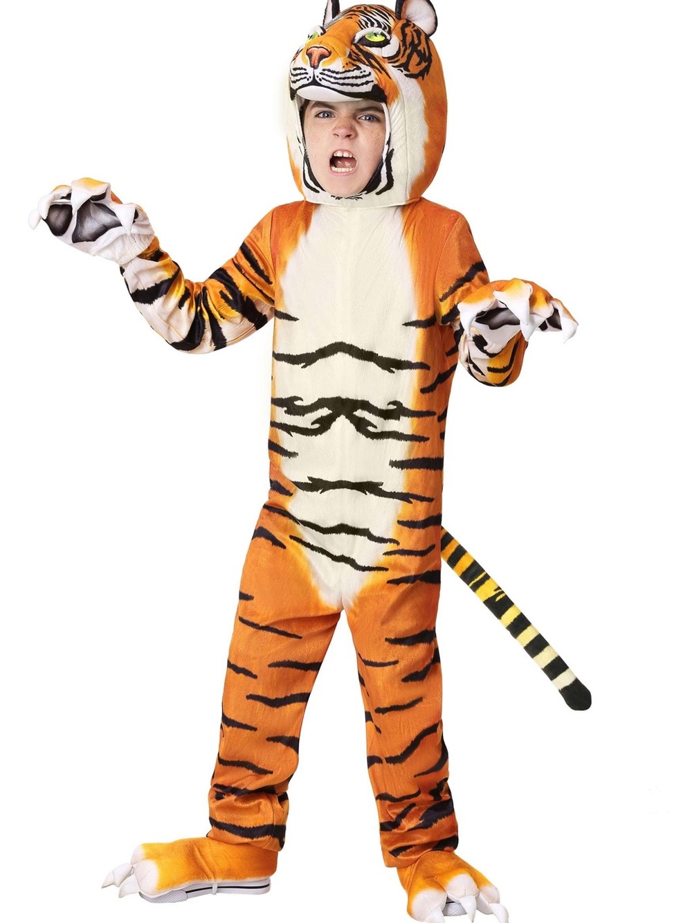 Kids Orange Tiger Costume with Hood and Tail